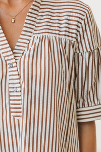 Head Of The Class Brown Striped Dress