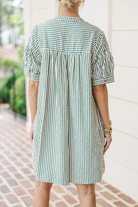 Head Of The Class Hunter Green Striped Dress