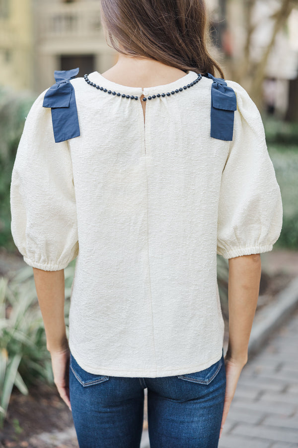 Best Of You Cream White Tweed Blouse