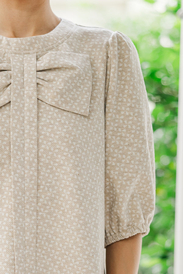 Stand Out Taupe Bow Detail Blouse