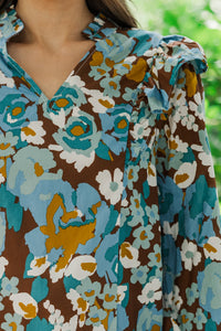 Ready For Today Blue Floral Blouse