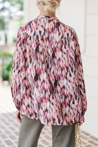 Keep It Going Pink Abstract Blouse