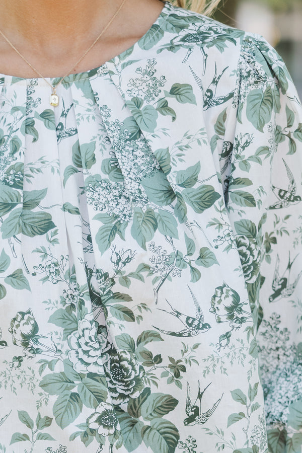 Wildest Dreams Sage Green Toile Blouse