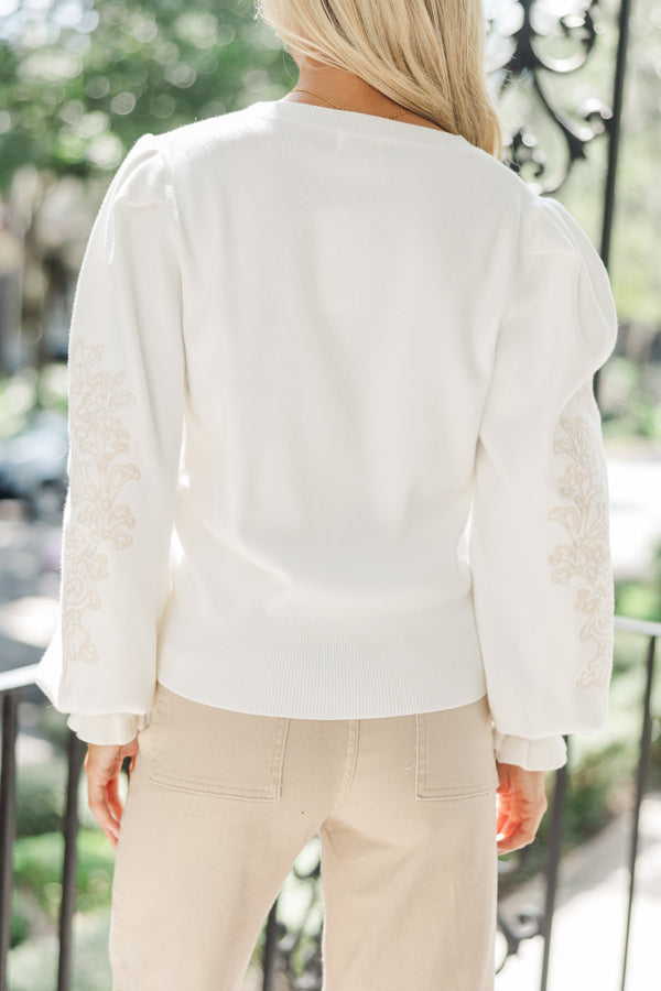 Fate: Up To You Cream Embroidered Sweater