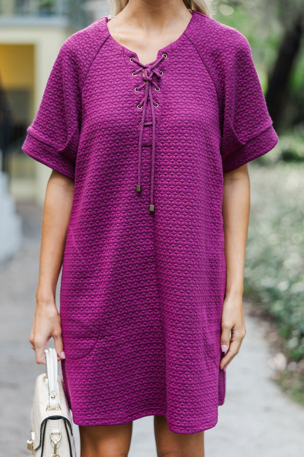 Feel This Way Plum Purple Textured Dress