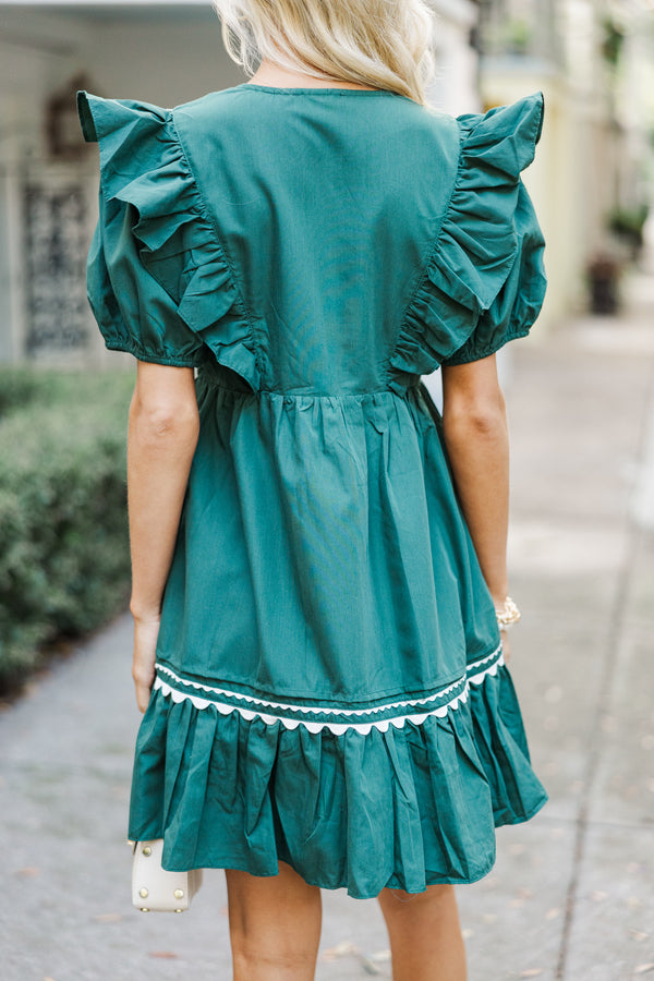 All To Give Forest Green Scalloped Dress