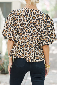 Take Your Time Ecru Leopard Blouse