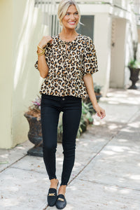 Take Your Time Ecru Leopard Blouse