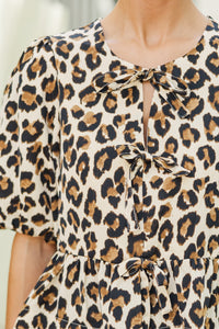 Take Your Time Ecru Leopard Blouse