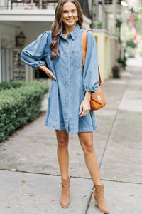 Follow Your Lead Medium Wash Denim Dress