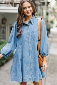 Follow Your Lead Medium Wash Denim Dress