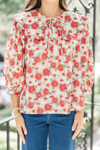 The First Step Berry Red Floral Blouse