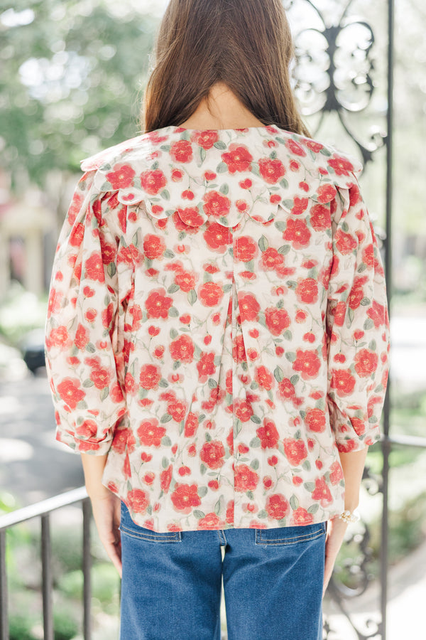 The First Step Berry Red Floral Blouse