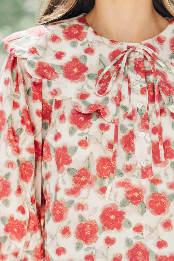 The First Step Berry Red Floral Blouse