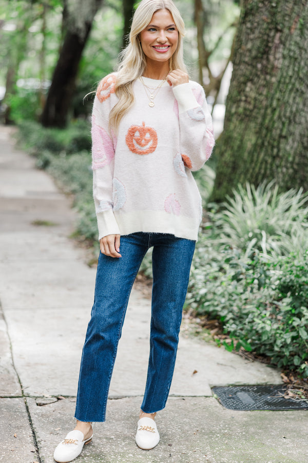 Boo To You Ivory Pumpkin Sweater