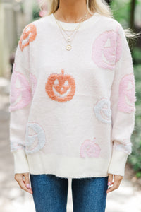 Boo To You Ivory Pumpkin Sweater