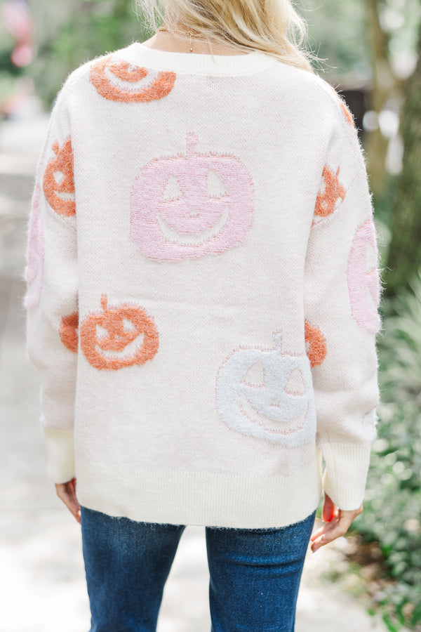 Boo To You Ivory Pumpkin Sweater