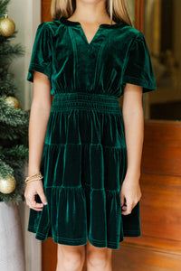 Girls: The Mary Emerald Green Velvet Dress