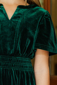 Girls: The Mary Emerald Green Velvet Dress
