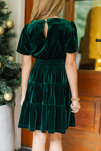 Girls: The Mary Emerald Green Velvet Dress