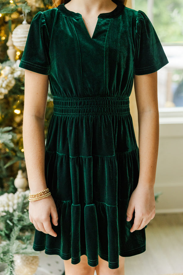 Girls: The Mary Emerald Green Velvet Dress