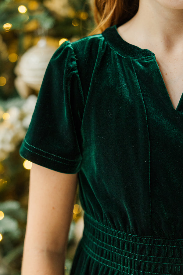 Girls: The Mary Emerald Green Velvet Dress