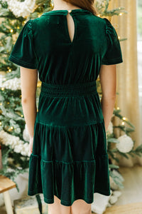 Girls: The Mary Emerald Green Velvet Dress