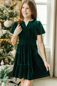 Girls: The Mary Emerald Green Velvet Dress