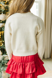 Girls: Feeling Grinchy Cream White Script Sweater