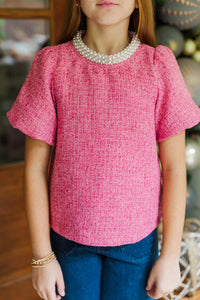 Girls: Calling On You Pink Tweed Blouse