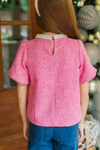 Girls: Calling On You Pink Tweed Blouse