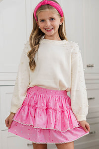 Girls: Oh Happy Day Pink Bow Print Skort