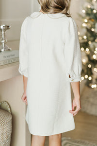 Girls: The Lydia Cream White Tweed Dress