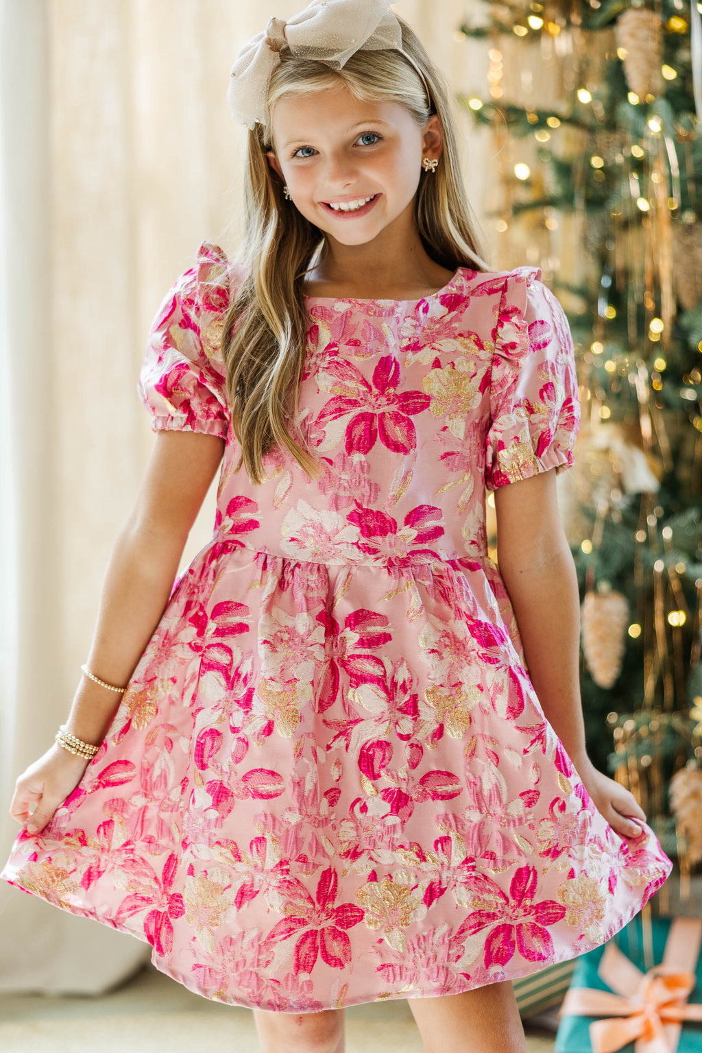 未開封新品8y ②Ibiza Dress roosa bloom print Girls: The Eloise Fuchsia Pink Metallic Floral Dress – Shop the Mint