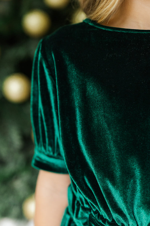 Girls: The Hailey Emerald Green Velvet Jumpsuit