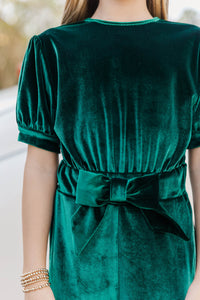 Girls: The Hailey Emerald Green Velvet Jumpsuit