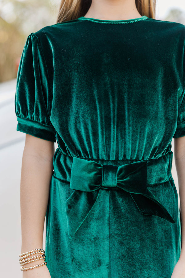 Girls: The Hailey Emerald Green Velvet Jumpsuit