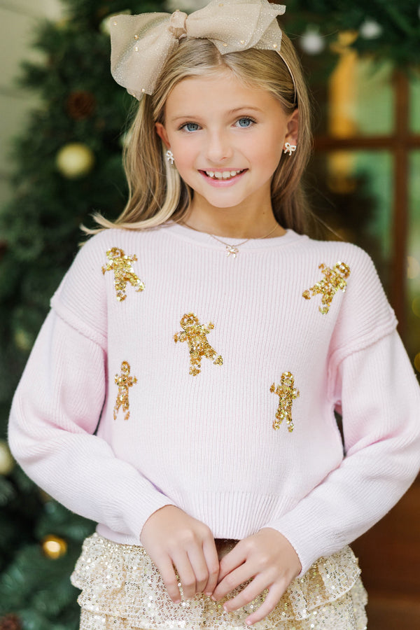 Girls: The Laura Light Pink Gingerbread Sweater