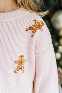 Girls: The Laura Light Pink Gingerbread Sweater