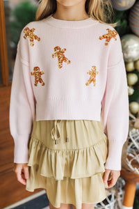 Girls: The Laura Light Pink Gingerbread Sweater