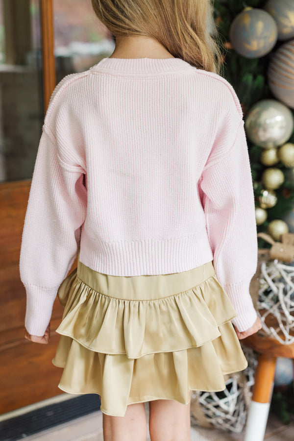 Girls: The Laura Light Pink Gingerbread Sweater