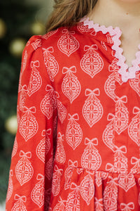 Girls: In Your Happy Place Red Medallion Dress