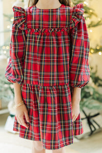 Girls: It's All Possible Red Tartan Plaid Babydoll Dress