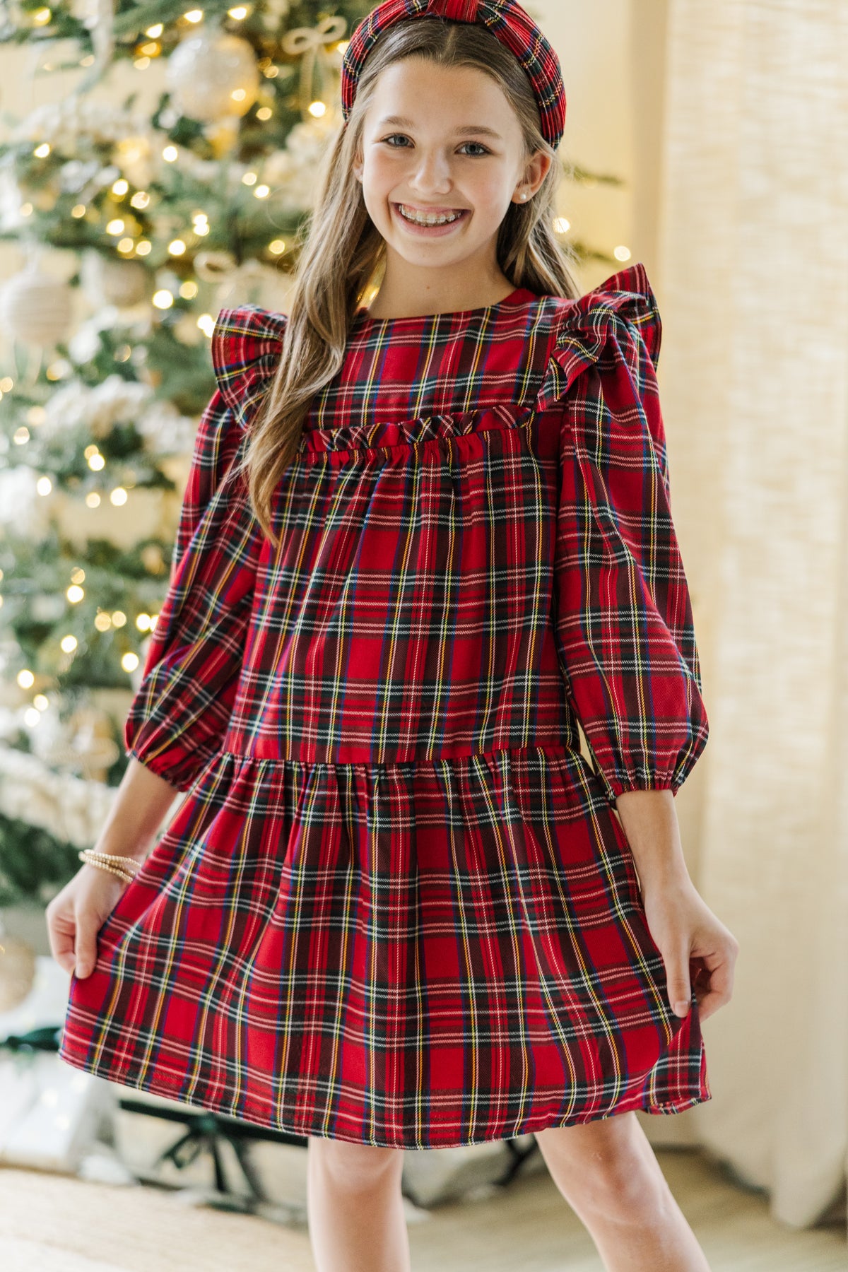 Girls: It's All Possible Red Tartan Plaid Babydoll Dress – Shop the Mint