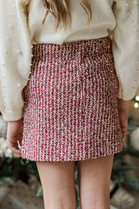 Girls: It's All Possible Burgundy Red Tweed Skirt