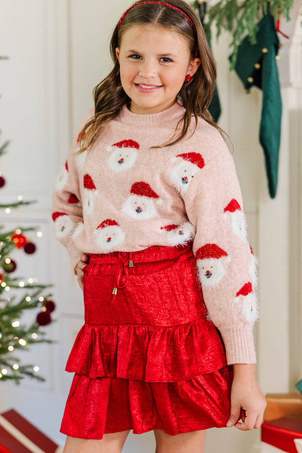 Girls: Take the Leap Red Metallic Shimmer Skort