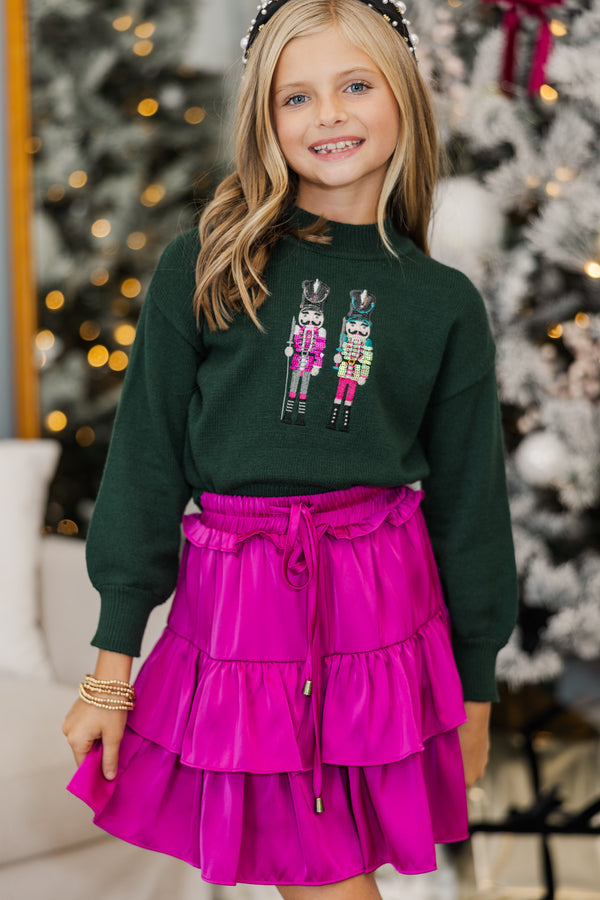 Girls: Nutcracker Fun Emerald Green Embroidered Sweater