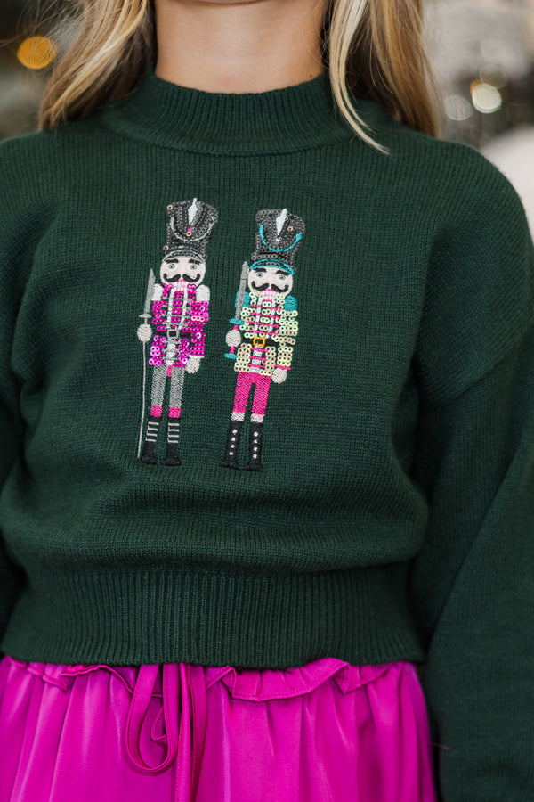 Girls: Nutcracker Fun Emerald Green Embroidered Sweater