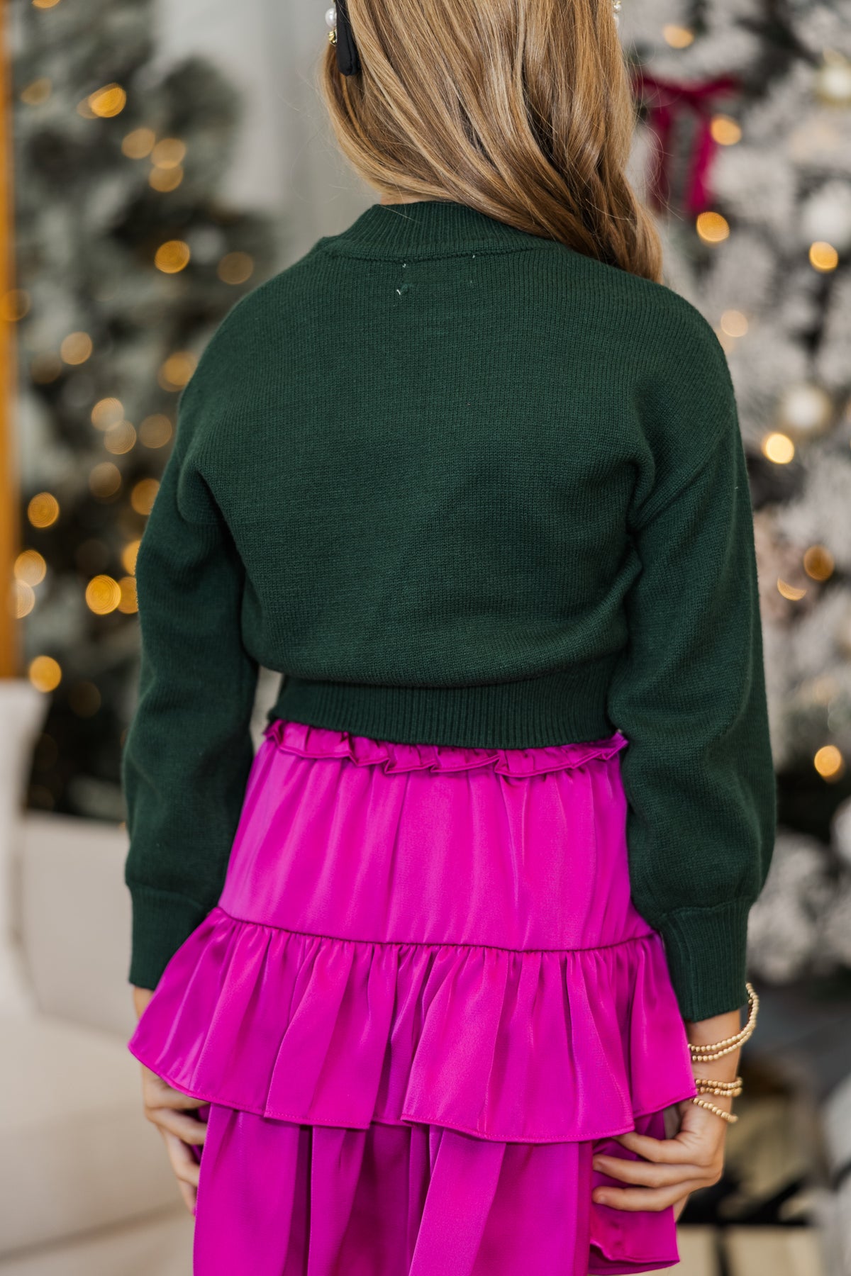 Nautinati Leaf Green Floral Sweater for Girls