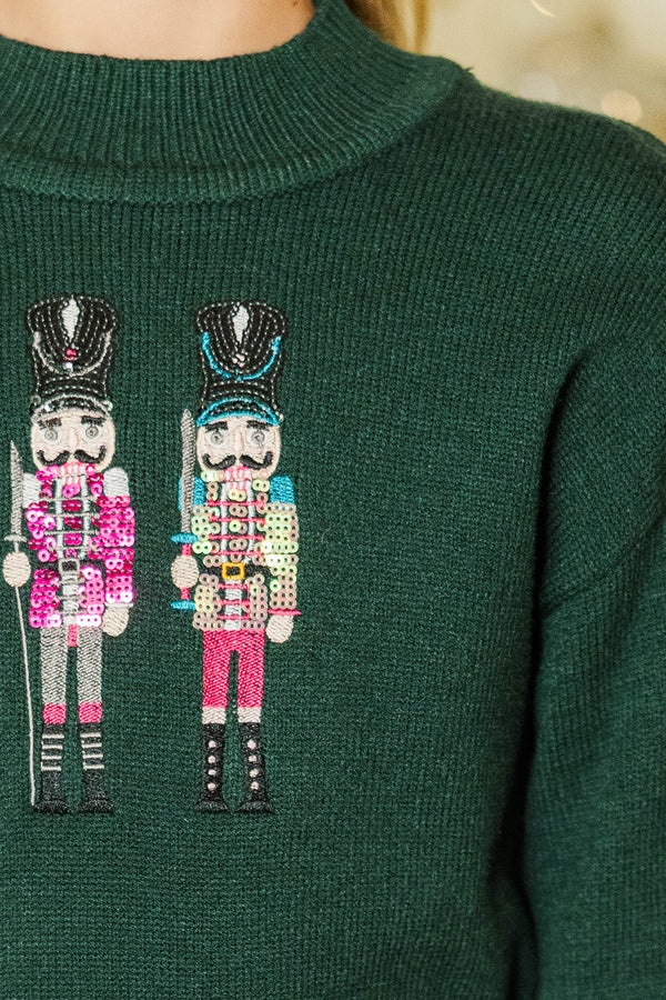 Girls: Nutcracker Fun Emerald Green Embroidered Sweater